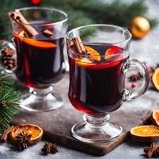 Delicious mulled spice wine with a cinnamon stick on top