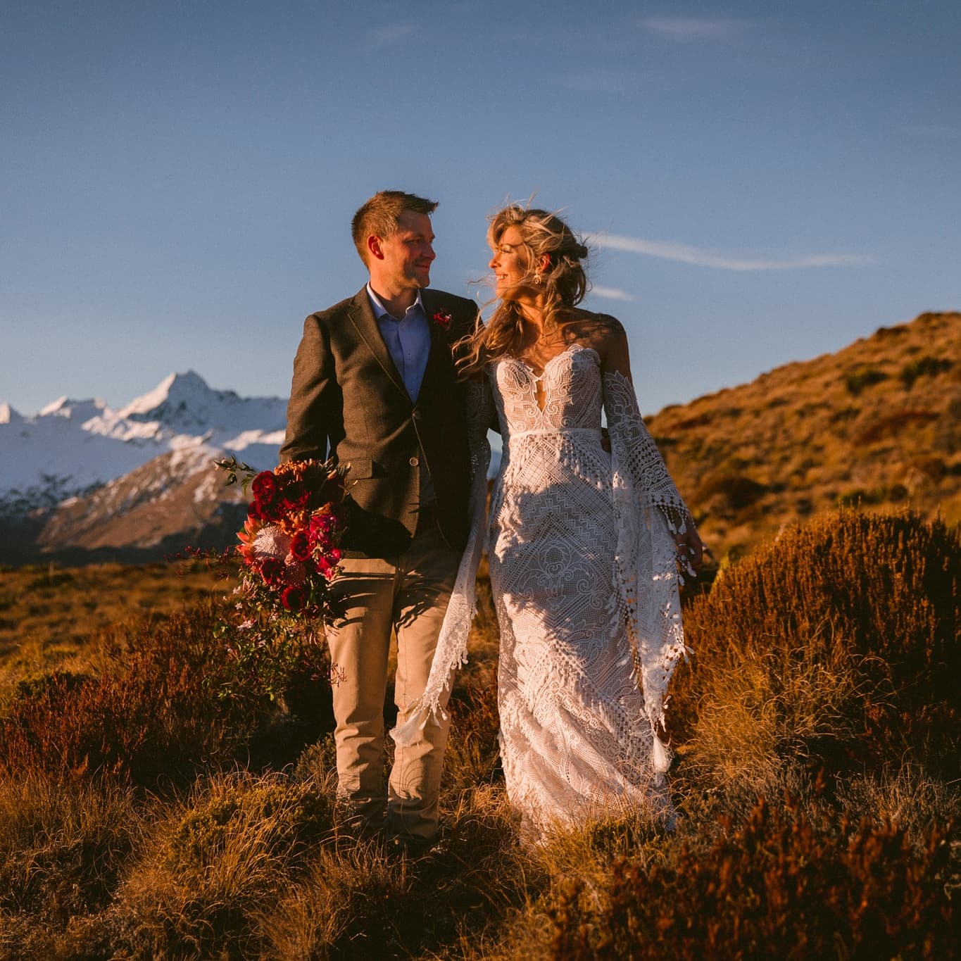 Real bride Chloe in the wedding dress Lari in Queenstown, nz 