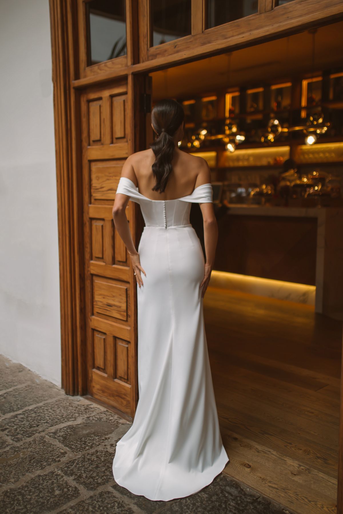 Rara Avis white satin wedding dress Velita with detachable skirt at Dell'Amore Bridal, NZ. 6