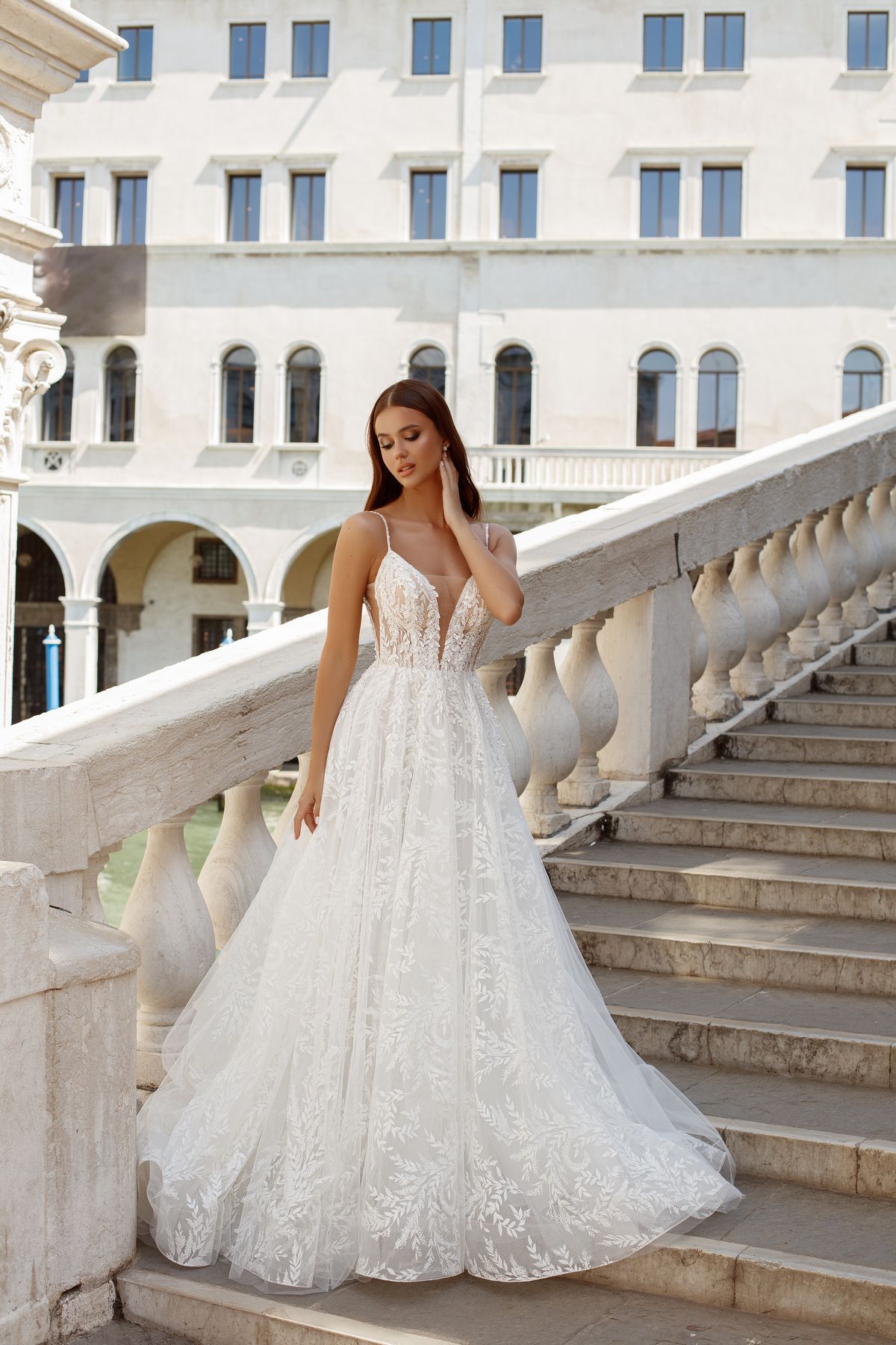 A-line lace Stephany wedding dress by Oksana Mukha at Dell'Amore Bridal, Auckland, NZ6