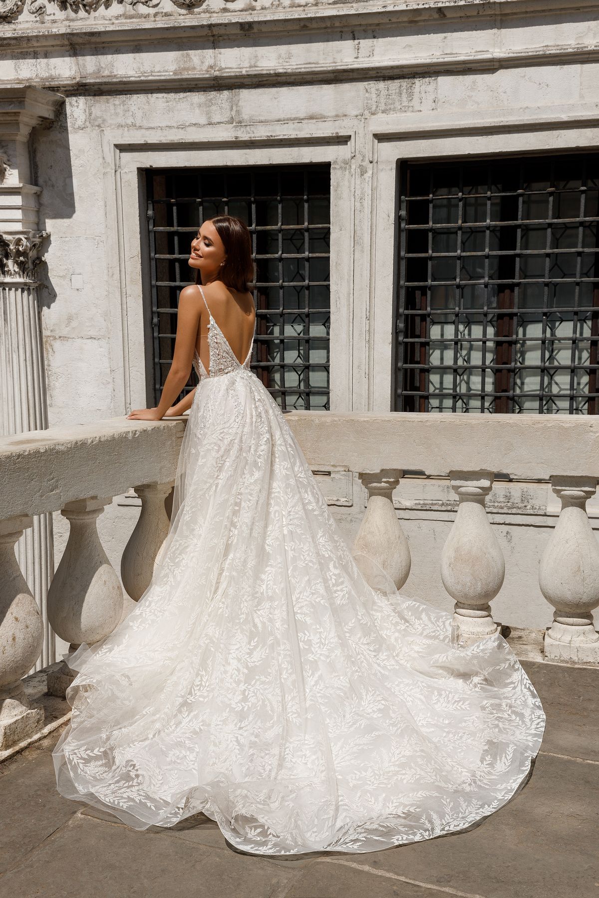 A-line lace Stephany wedding dress by Oksana Mukha at Dell'Amore Bridal, Auckland, NZ5