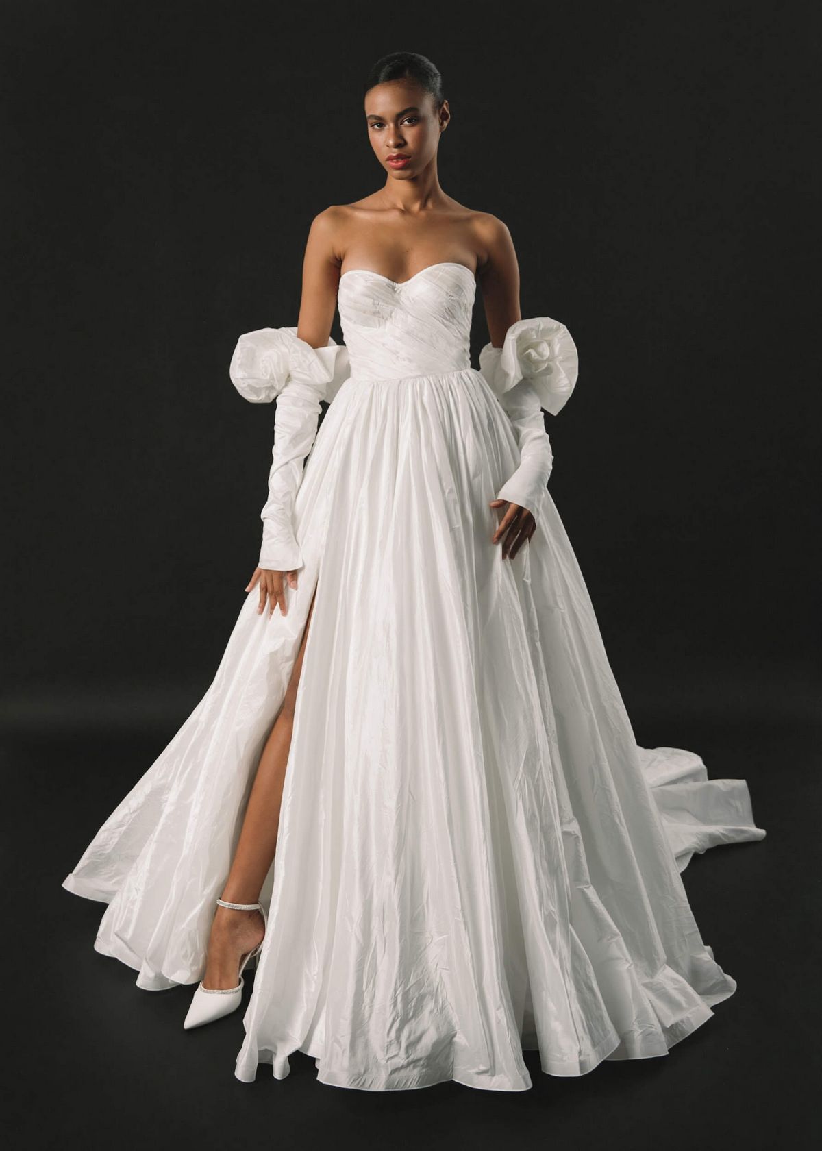 Rara Avis princess sweetheart wedding dress Enlil with high slit at Dell'Amore Bridal, NZ 2