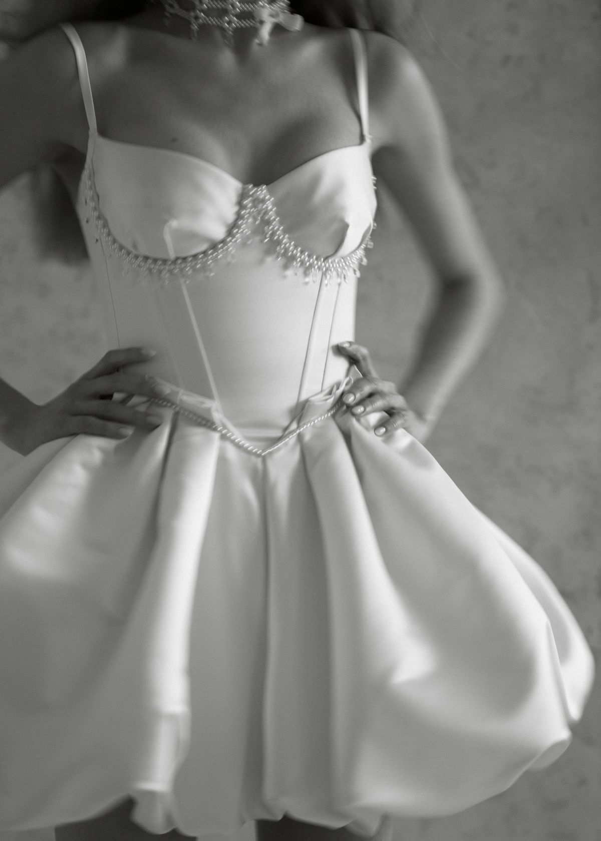 Rara Avis short corset wedding dress Shell at Dell'Amore, Auckland, NZ.9
