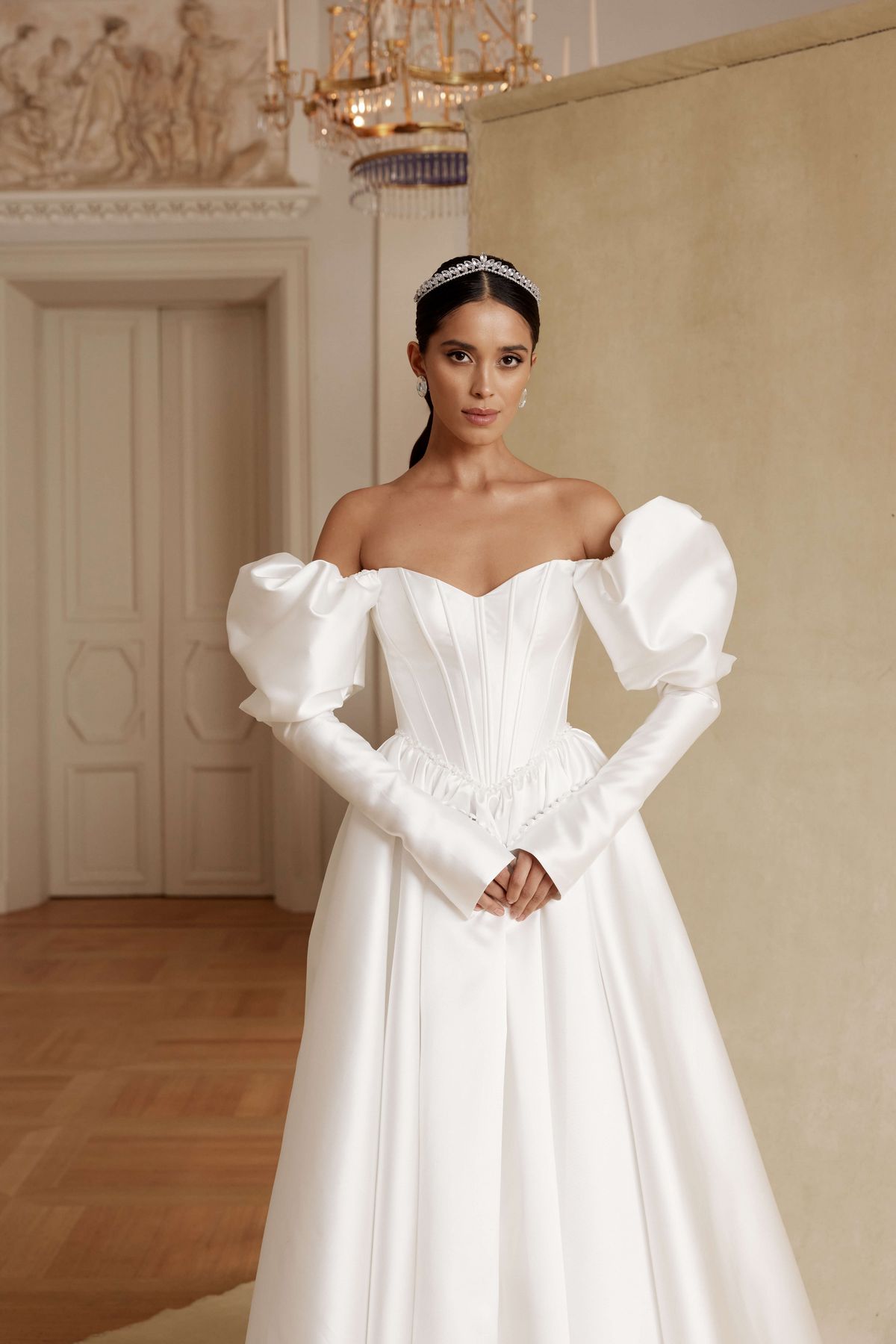 simple-wedding-dress-Lavil-with-low-waistline-and-long-sleeves-by-blammo-biamo-designer 2
