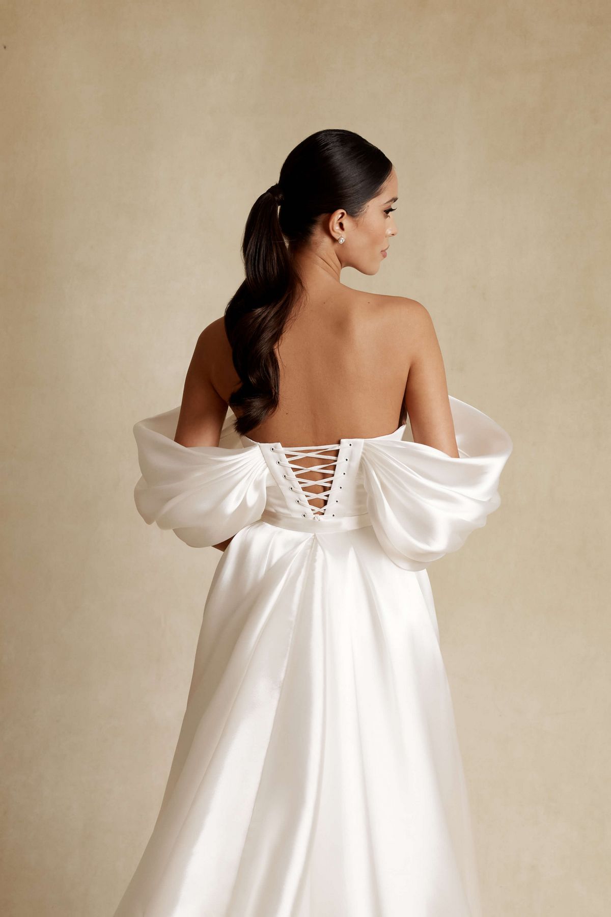 satin convertable wedding dress Izola with overskirt by rara avis, nz 2