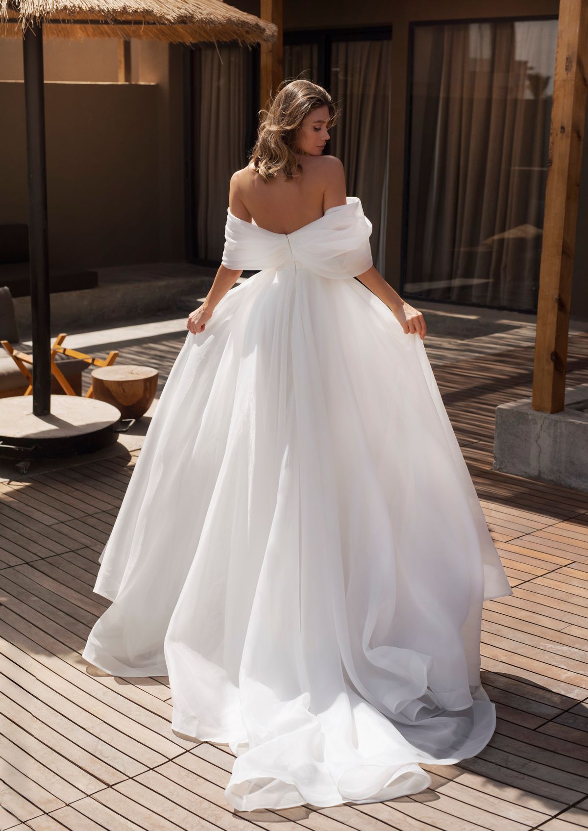 Organza wedding dress Caprice with crystals by romanova at Dell'Amore bridal, Auckland, NZ 3