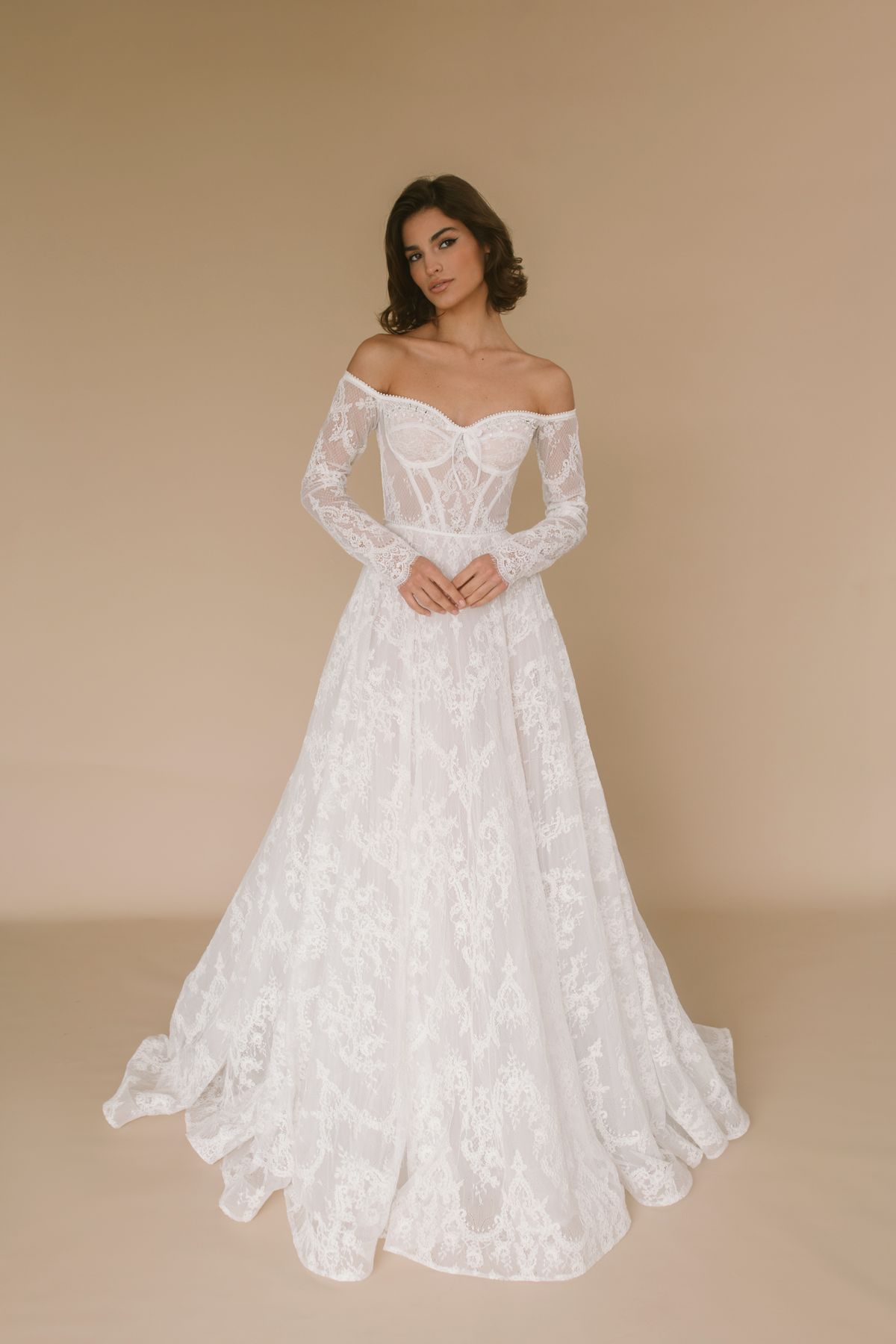 Lace wedding dress Oriole by rara avis at Dell'Amore bridal, Auckland, NZ. 1