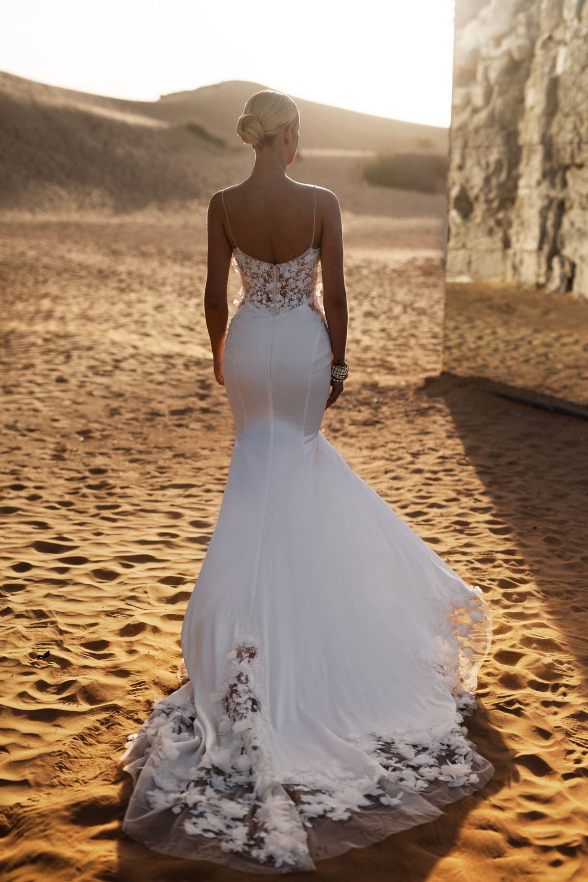 Satin wedding dress Safa with lace top by romanova at Dell'Amore bridal, Auckland, NZ 5