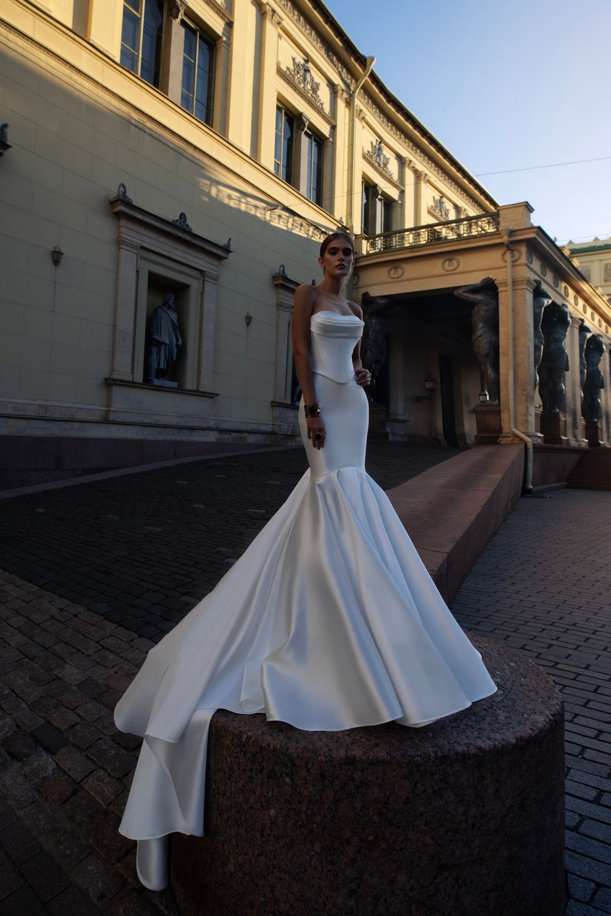 Satin mermaid Wedding Dress Dalis by Patricia couture at Dell'Amore bridal, Auckland, NZ. 2