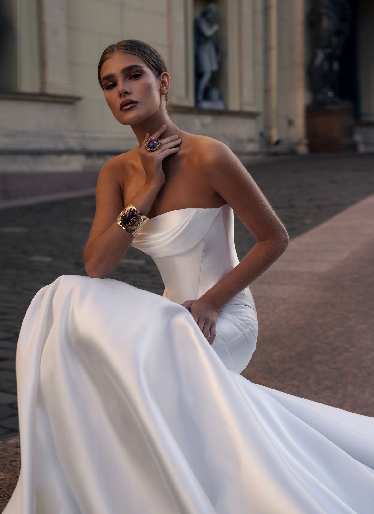 Satin mermaid Wedding Dress Dalis by Patricia couture at Dell'Amore bridal, Auckland, NZ. 4