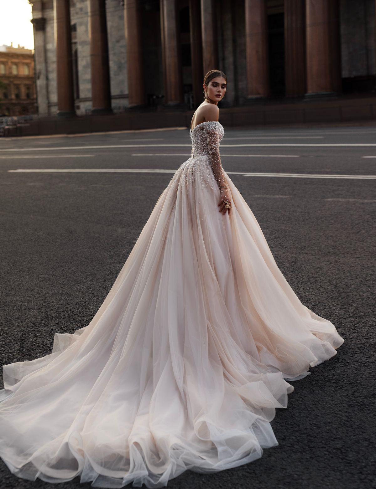 Tulle pearl wedding dress Marile by patricia couture at Dell'Amore bridal, Auckland, NZ. 4