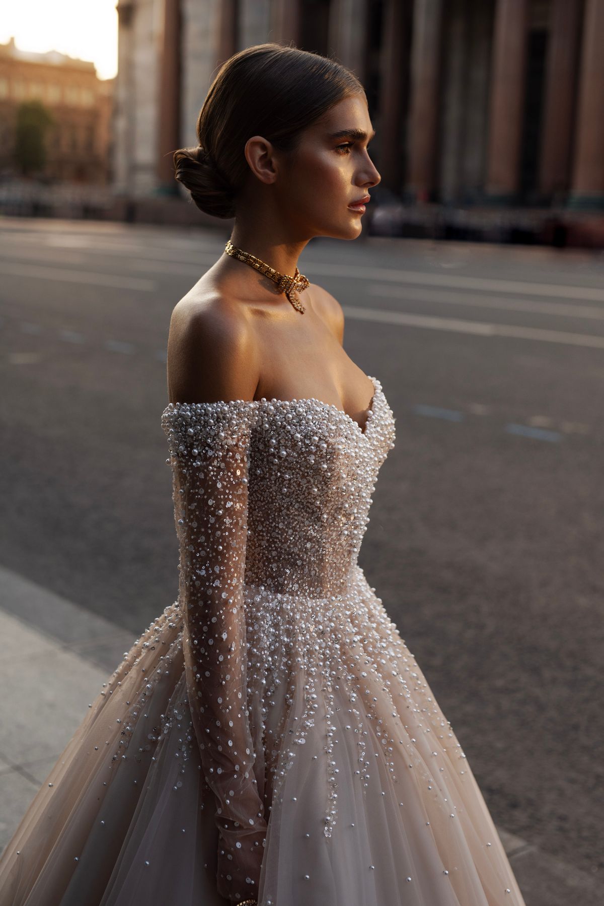 Tulle pearl wedding dress Marile by patricia couture at Dell'Amore bridal, Auckland, NZ. 3