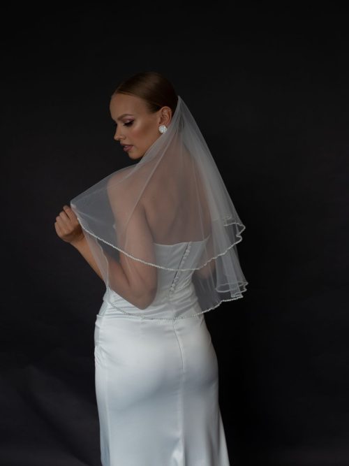 Short two-layer Bridal Veil 5 with pearl beads, nz, 1