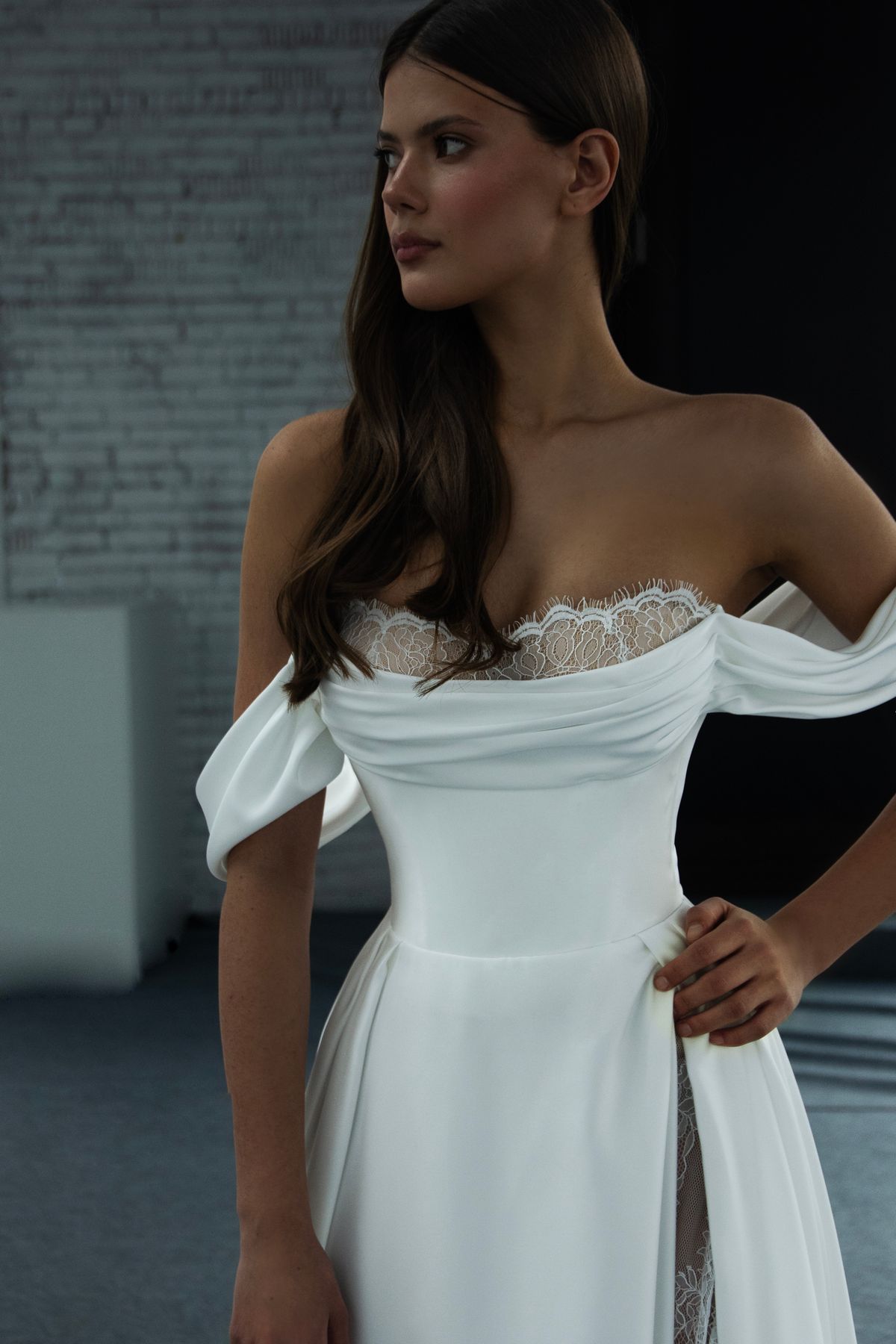 Wedding dress Flanri with lace sleeves and lace neckline by sonesta at dell'amore bridal nz (5)