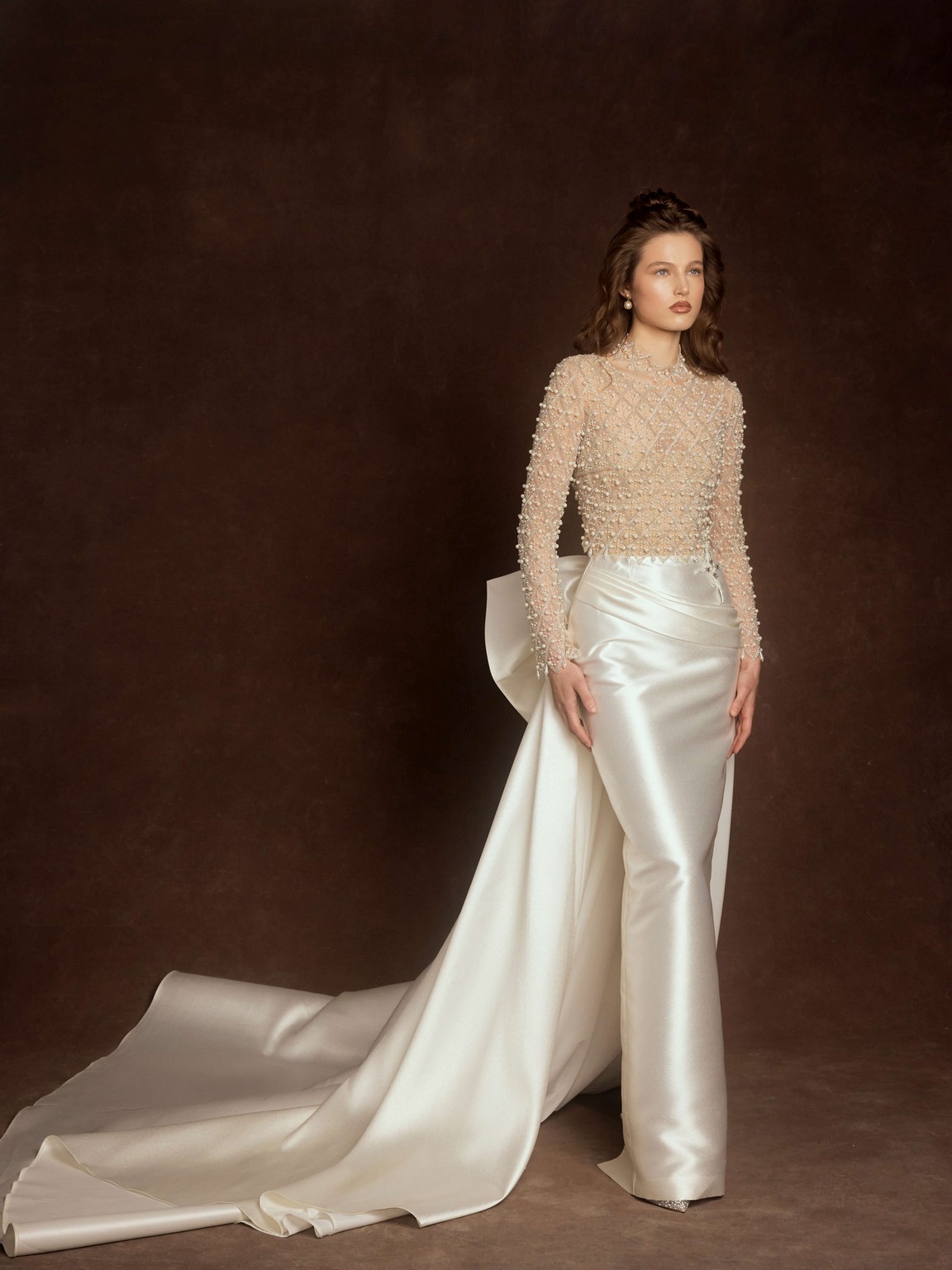 A-line transformable wedding dress Sagittair with pearly top by rara avis at Dell'Amore Bridal, NZ. 6