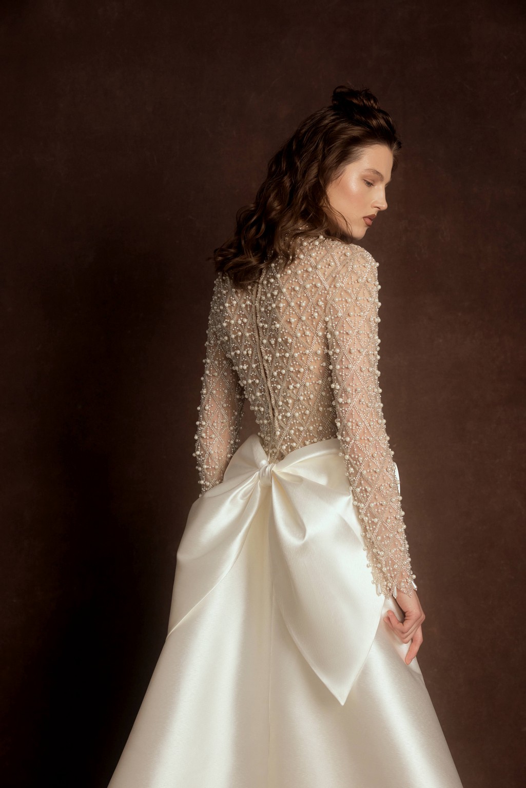 A-line transformable wedding dress Sagittair with pearly top by rara avis at Dell'Amore Bridal, NZ. 2