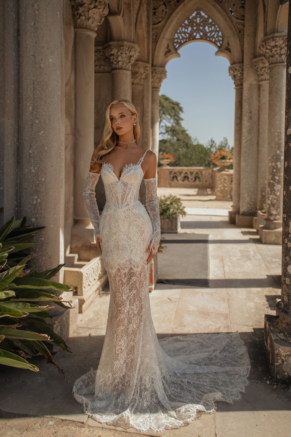 Forte-wedding-dress-with-detachable-satin-train-mini-dress-and-embroidered-corset-nz-2