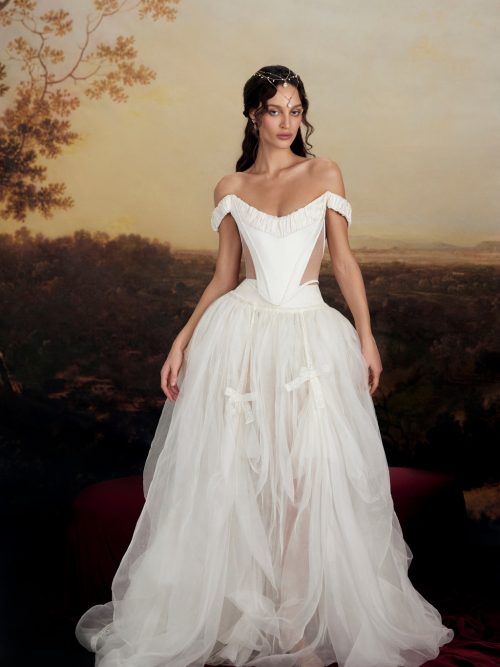Silk couture wedding dress Jean-Louis with detachable skirt by rara avis at Dell'Amore Bridal, NZ 3