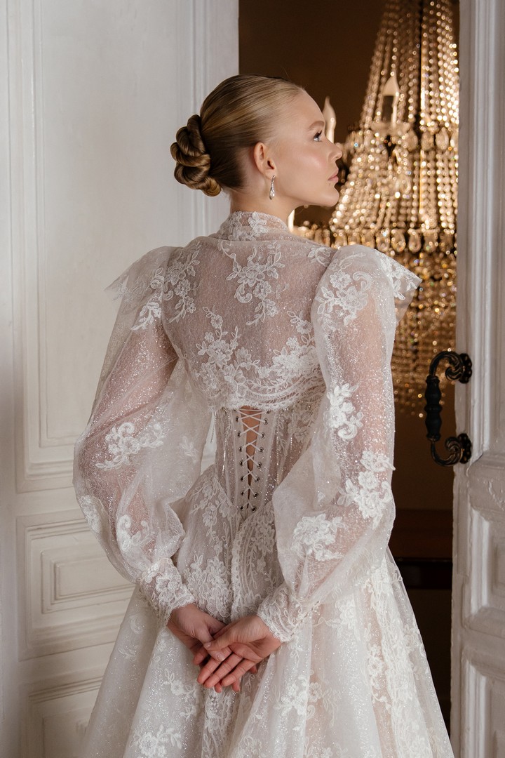 glitter lace wedding dress Ankora with bolero by rara avis at Dell'Amore Bridal, NZ 6