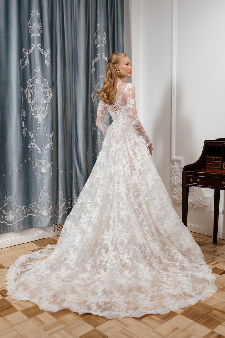 lace modest wedding dress assai with bolero by rara avis at Dell'Amore Bridal, NZ 2