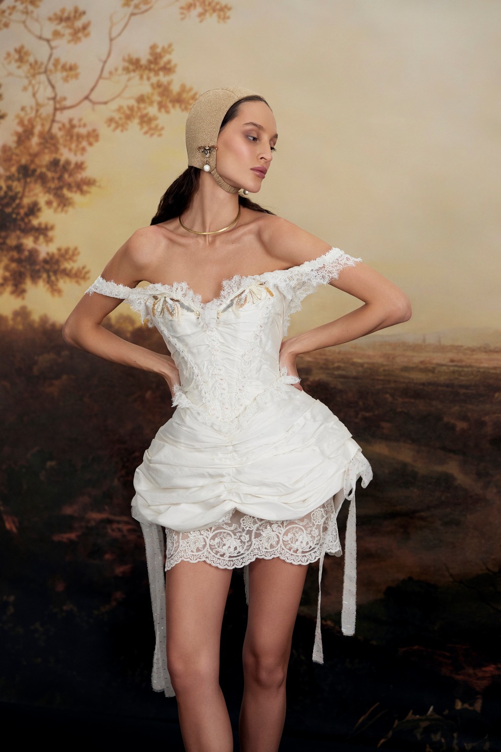Luxurious mini dress Maria-Antoinetta with a detachable train made of natural silk by rara avis at Dell'Amore Bridal, NZ 3