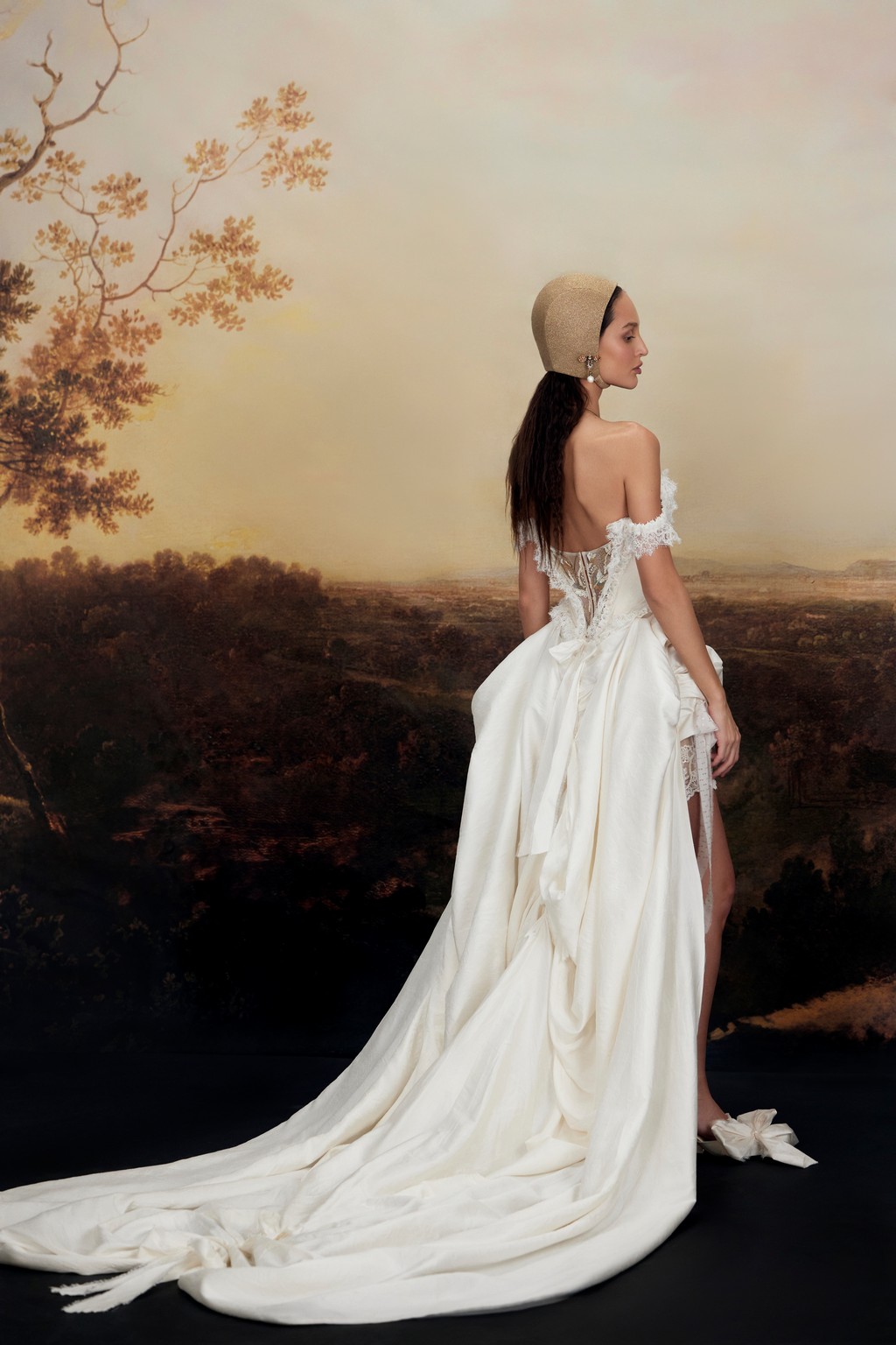 Luxurious mini dress Maria-Antoinetta with a detachable train made of natural silk by rara avis at Dell'Amore Bridal, NZ 2