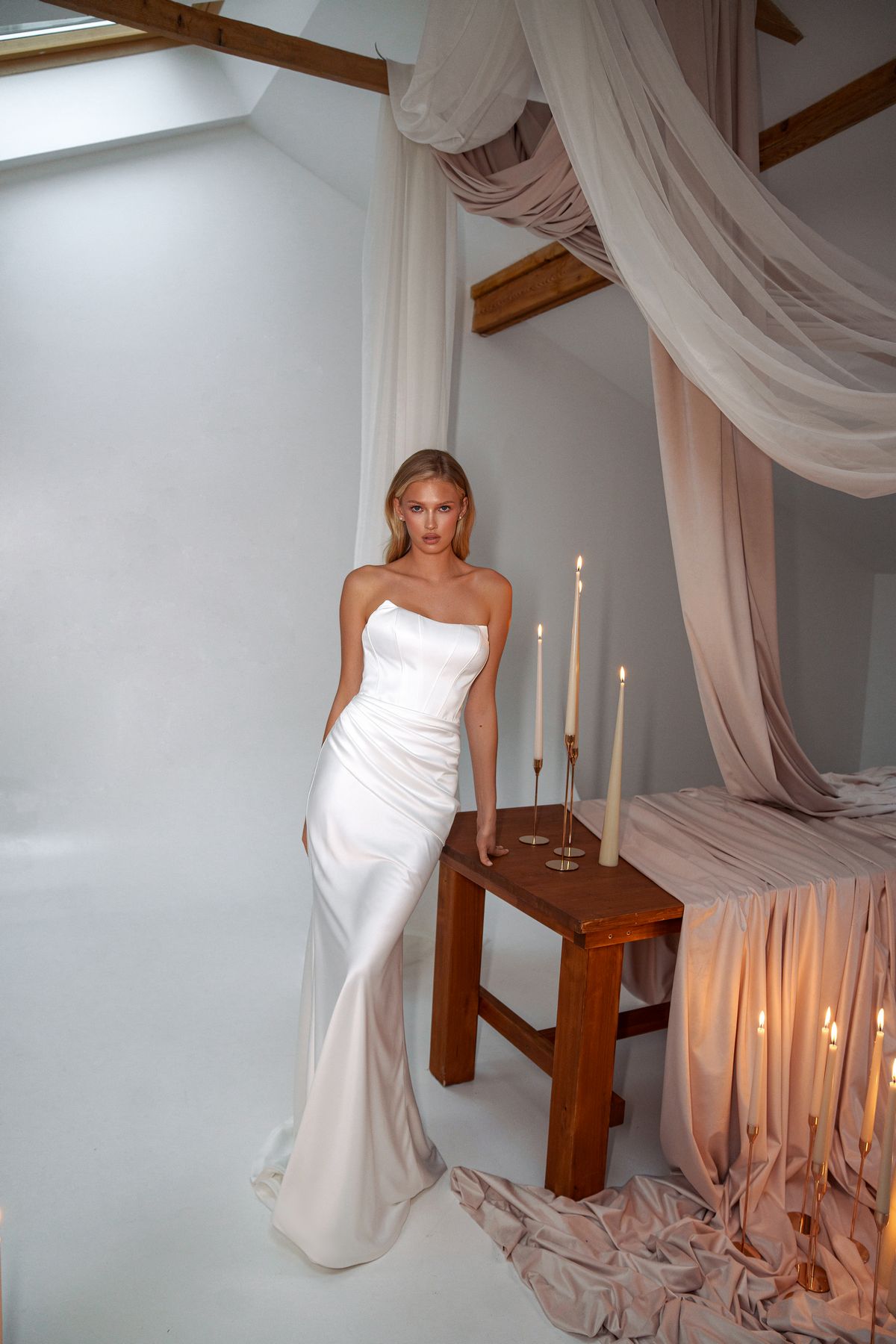 satin-fitted-wedding-dress-Ixia-with-drapes-and-overskirt-by-romanova-designer-nz-2