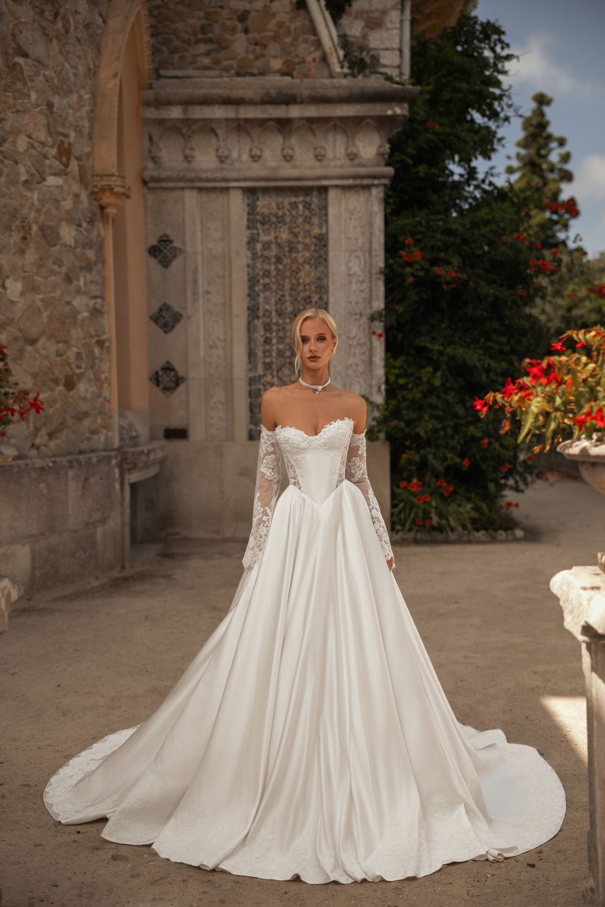satin-wedding-dress-piano-with-lace-embroidery-from-rara-avis-nz-1