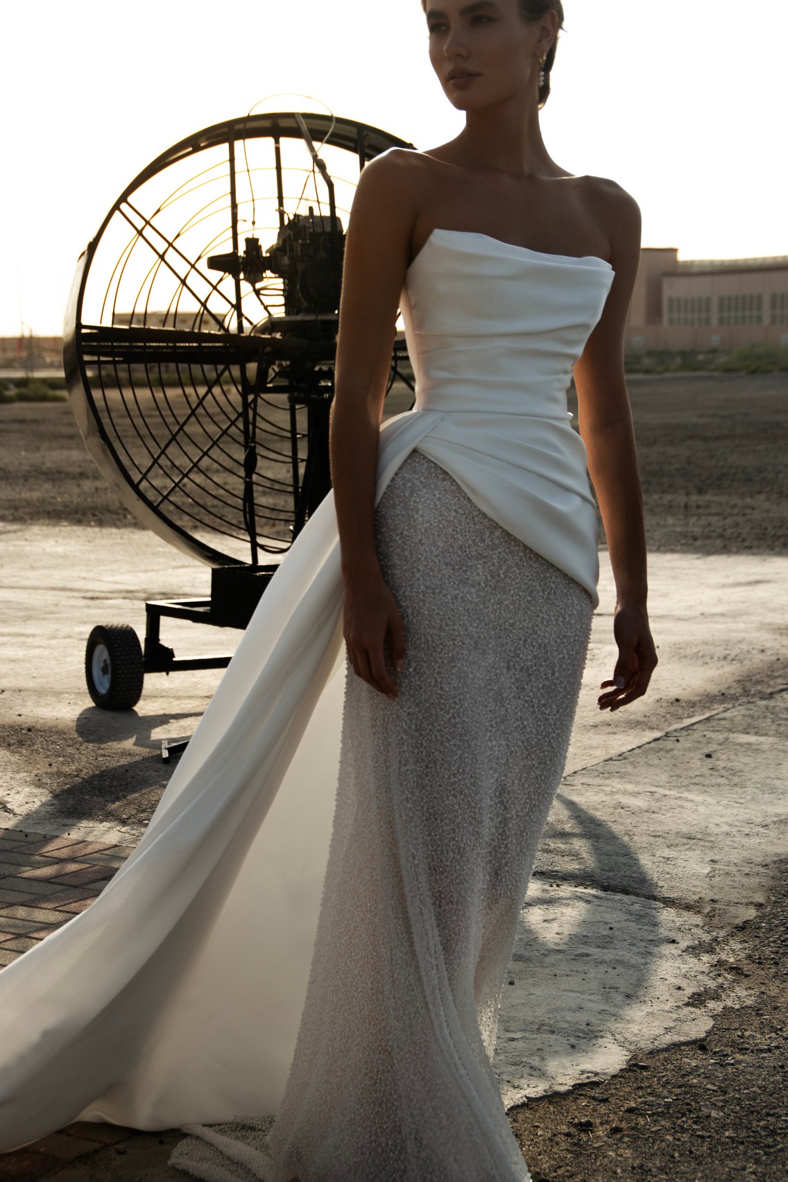 Satin Lace wedding dress Vanille by romanova at Dell'Amore Bridal, NZ.5