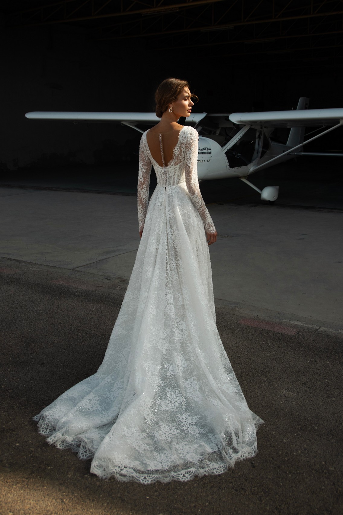 Long sleeves lace wedding dress Giselle by romanova at Dell'Amore Bridal, NZ. 4