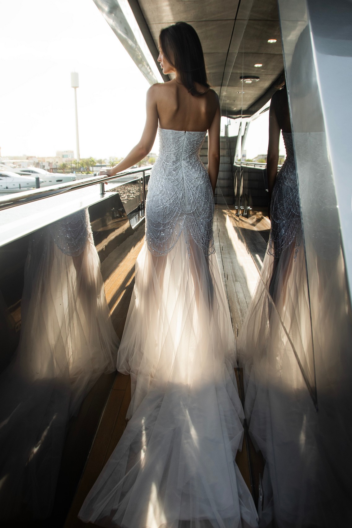 Pearls Fit & Flare Wedding Dress Illusion by romanova at Dell'Amore Bridal, NZ. 3