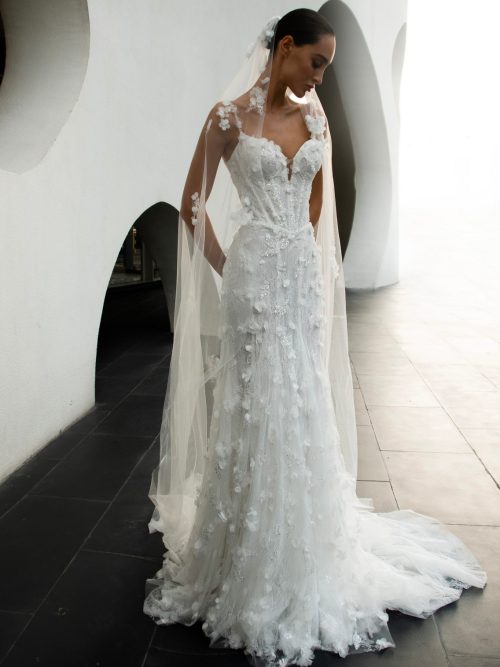 Flowers Fit & Flare wedding dress Capri by romanova at Dell'Amore Bridal, NZ. 4
