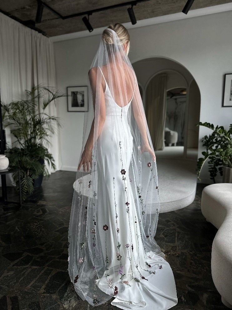 Colored Flowers Wedding Dahliana Veil 1