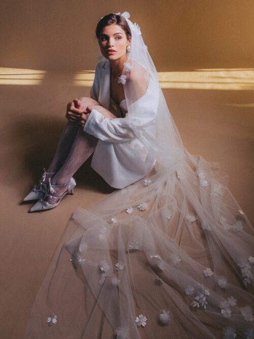 Embroidered Flower Wedding Thea Veil