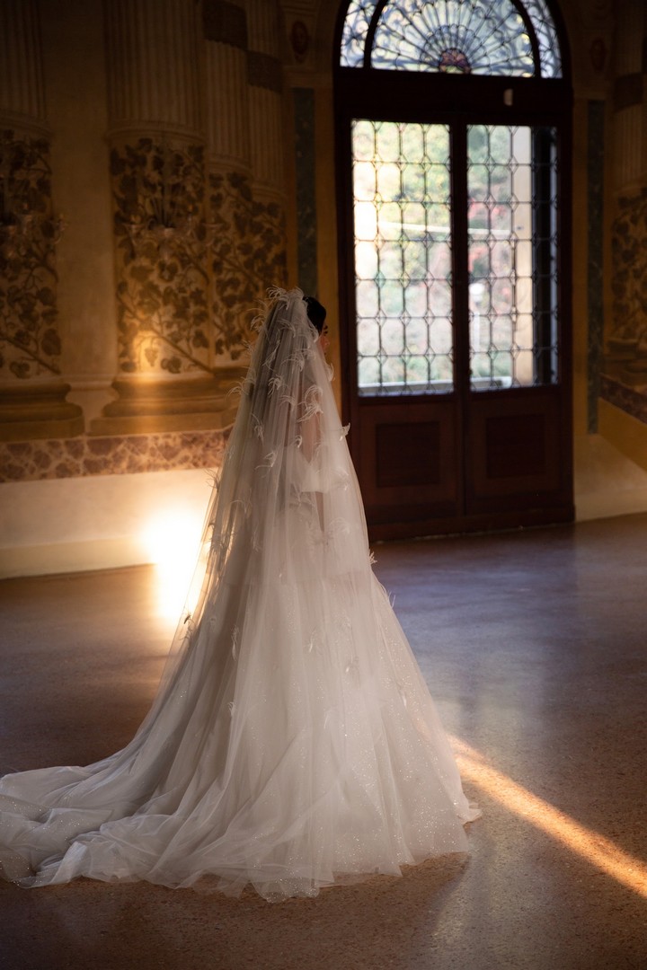 Long Feather Wedding Priya Veil