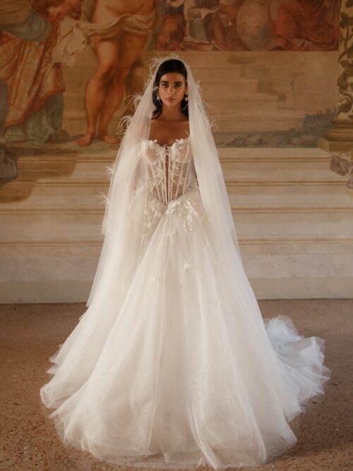 Long Feather Wedding Priya Veil 1