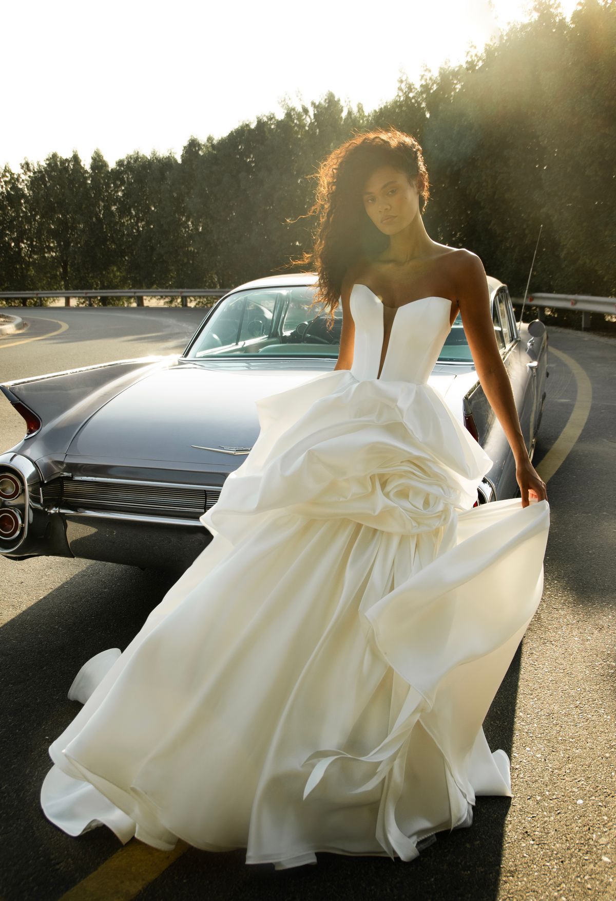 satin wedding dress Orabel with bubble skirt by patricia couture, nz 4