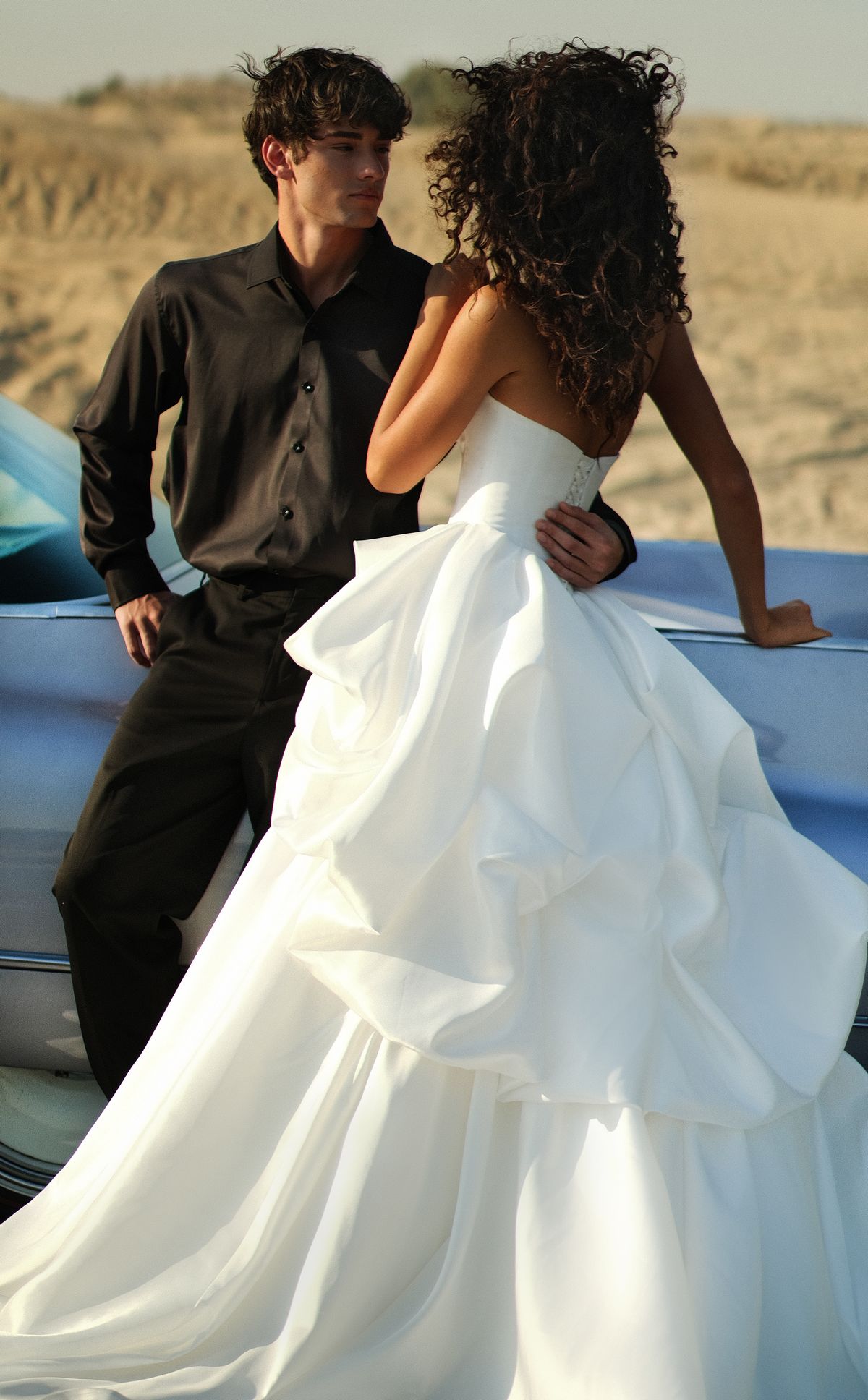 satin wedding dress Orabel with bubble skirt by patricia couture, nz 3