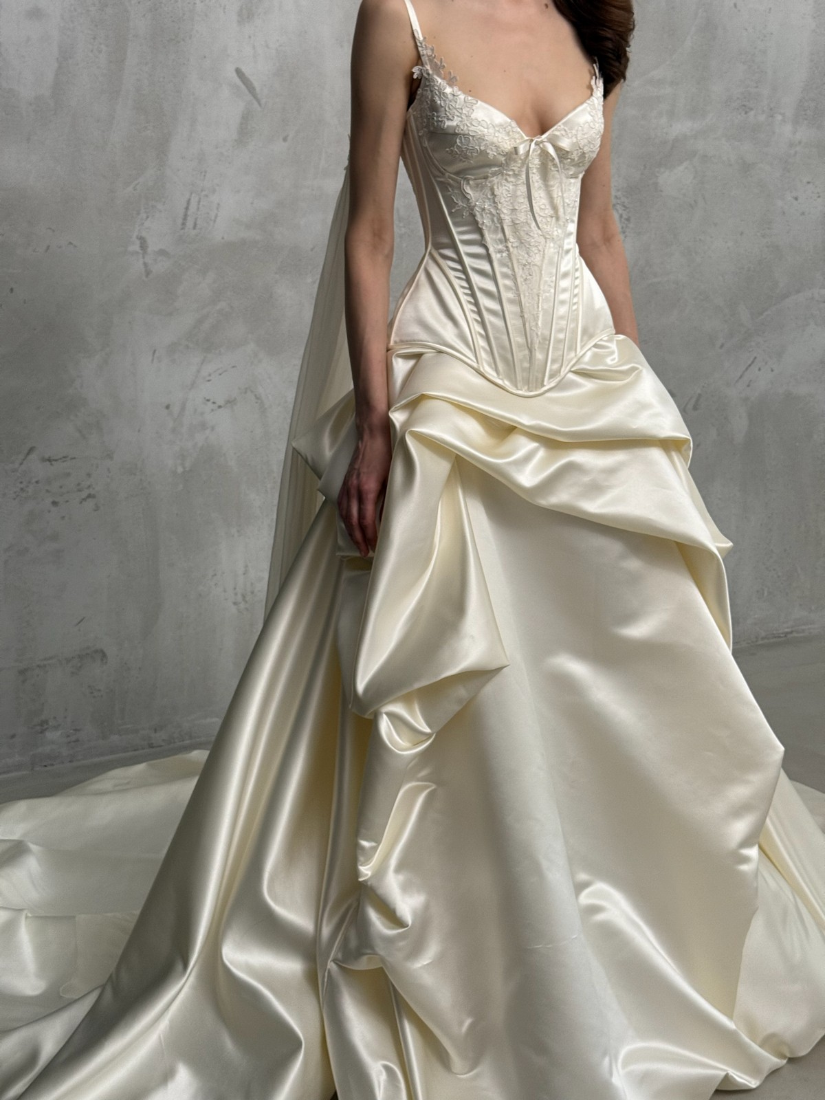 couture cream colour two piece corset wedding dress Jugend by rara avis, nz 4