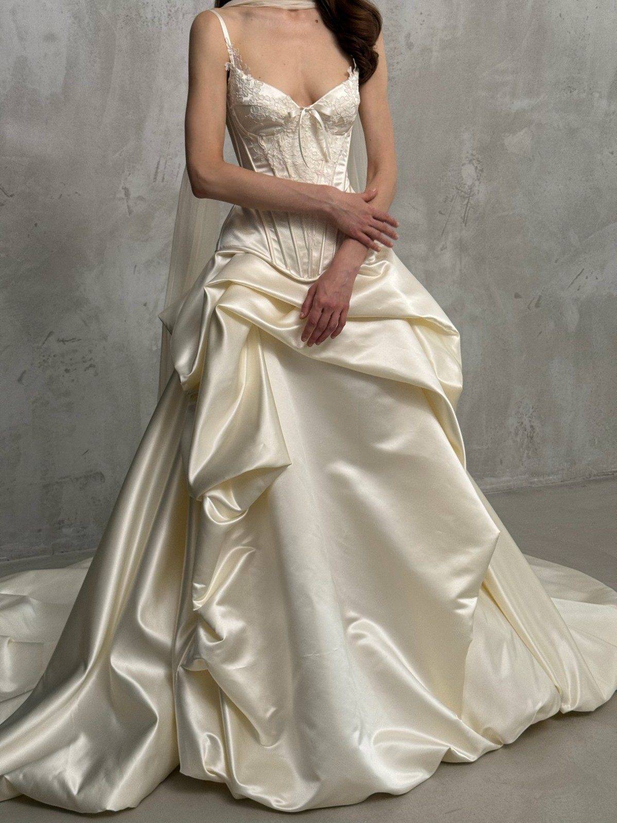 couture cream colour two piece corset wedding dress Jugend by rara avis, nz 3