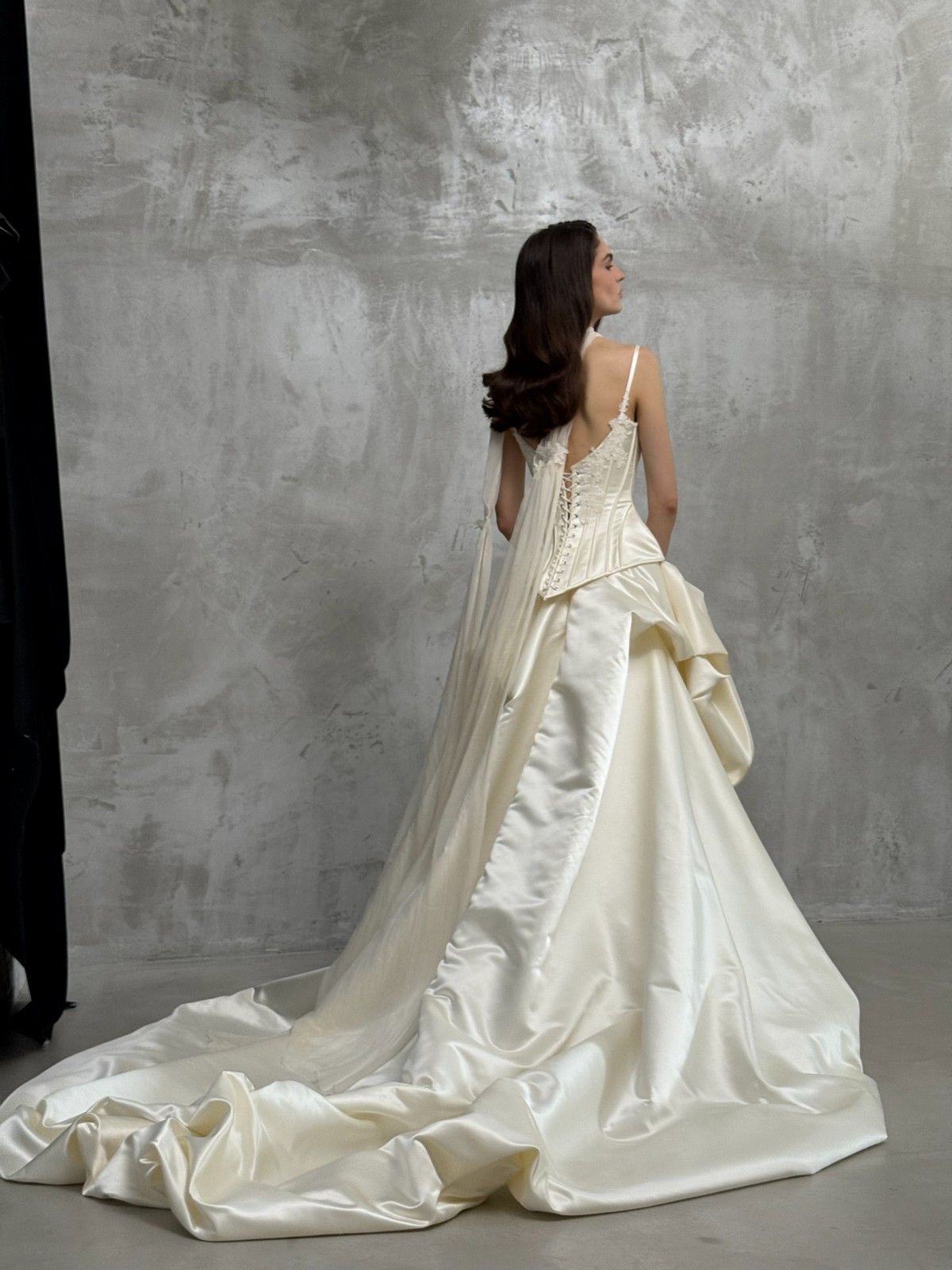 couture cream colour two piece corset wedding dress Jugend by rara avis, nz