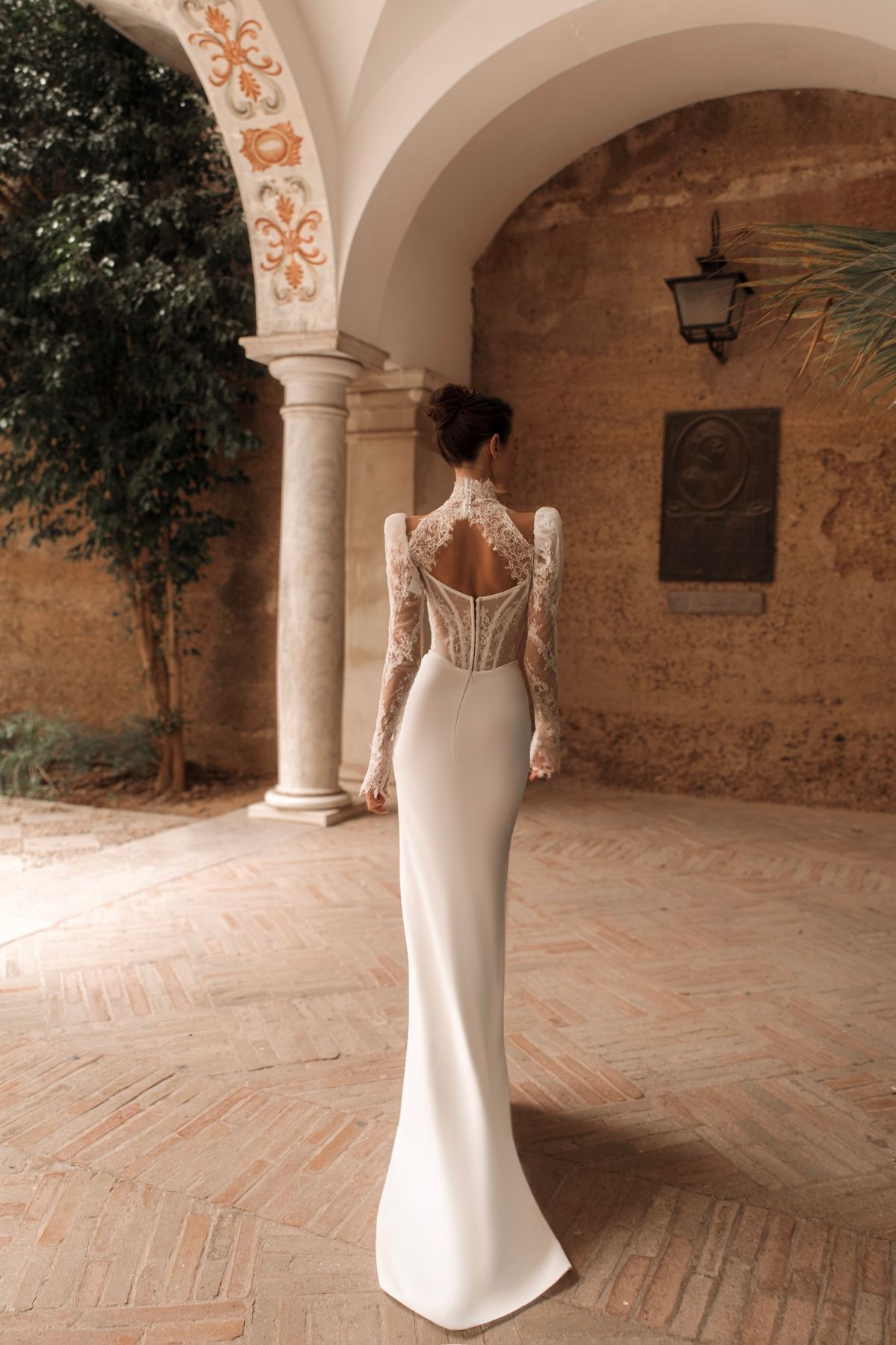 sexy wedding dress Trento with lace corset and satin skirt nz 3