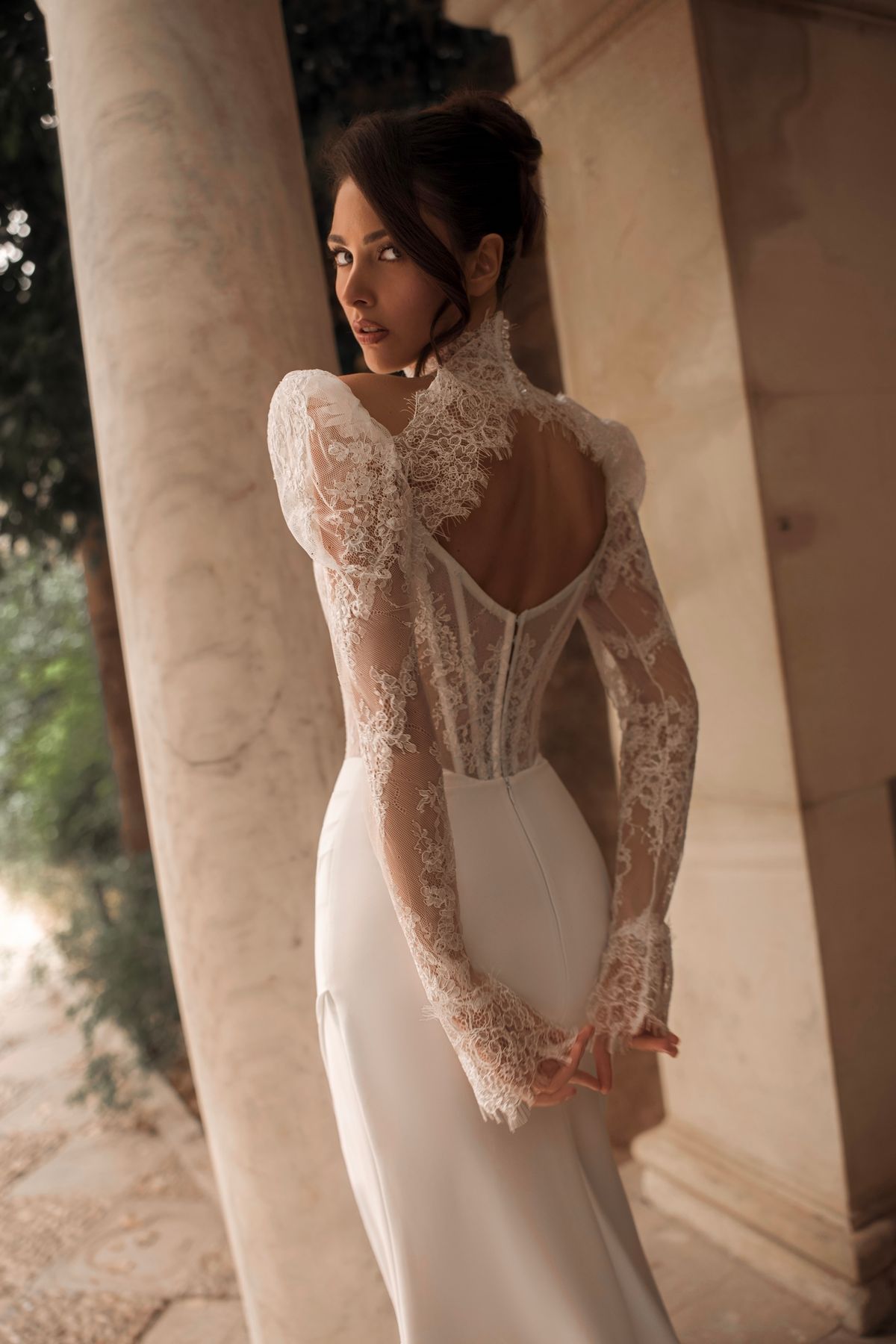 sexy wedding dress Trento with lace corset and satin skirt nz 2
