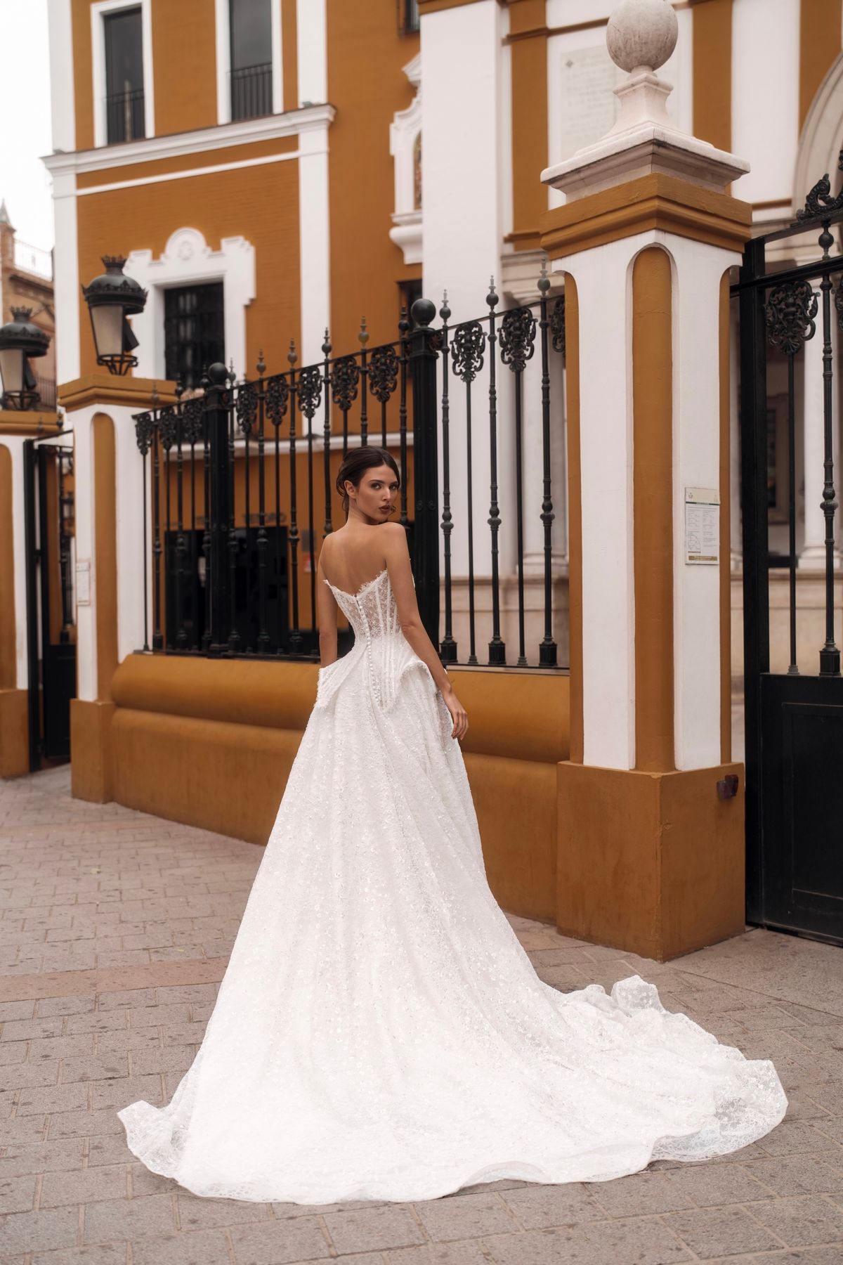 wedding dress Shema with convertable skirts and lace bolero from rara avis designer, nz 2