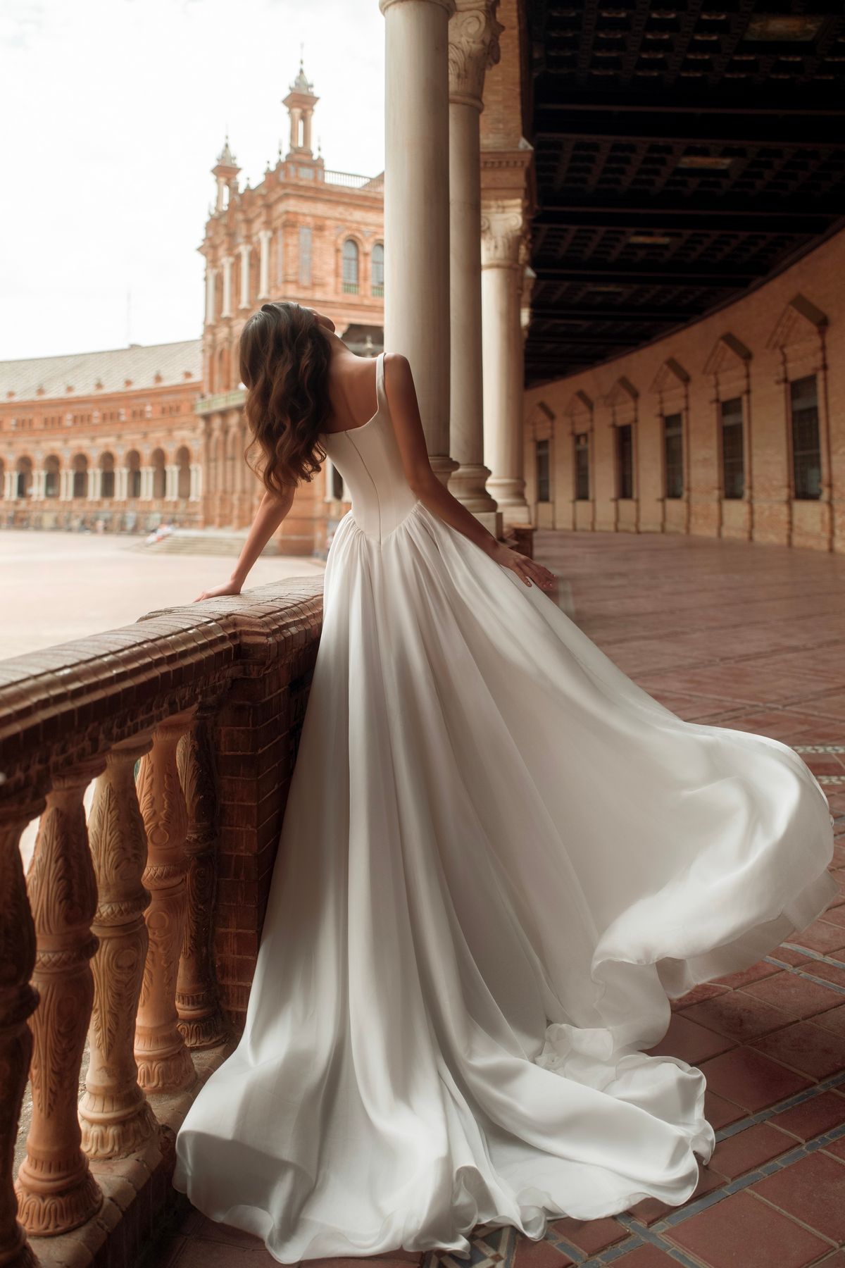 wedding dress Tirol with square neckline and basque waist from dell'amore bridal, nz 1