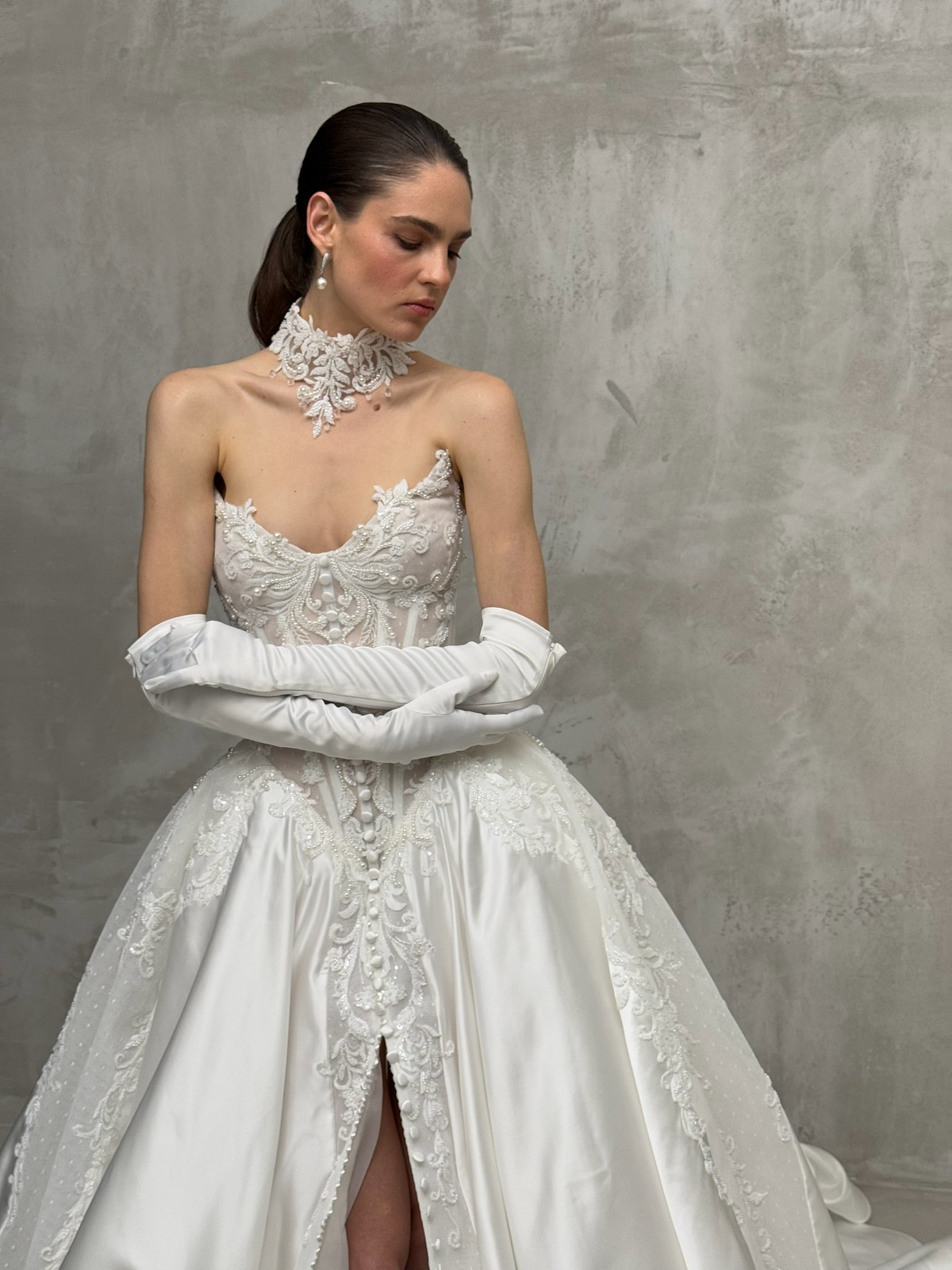 casa mila wedding dress with lace and satin by rara avis, nz 1