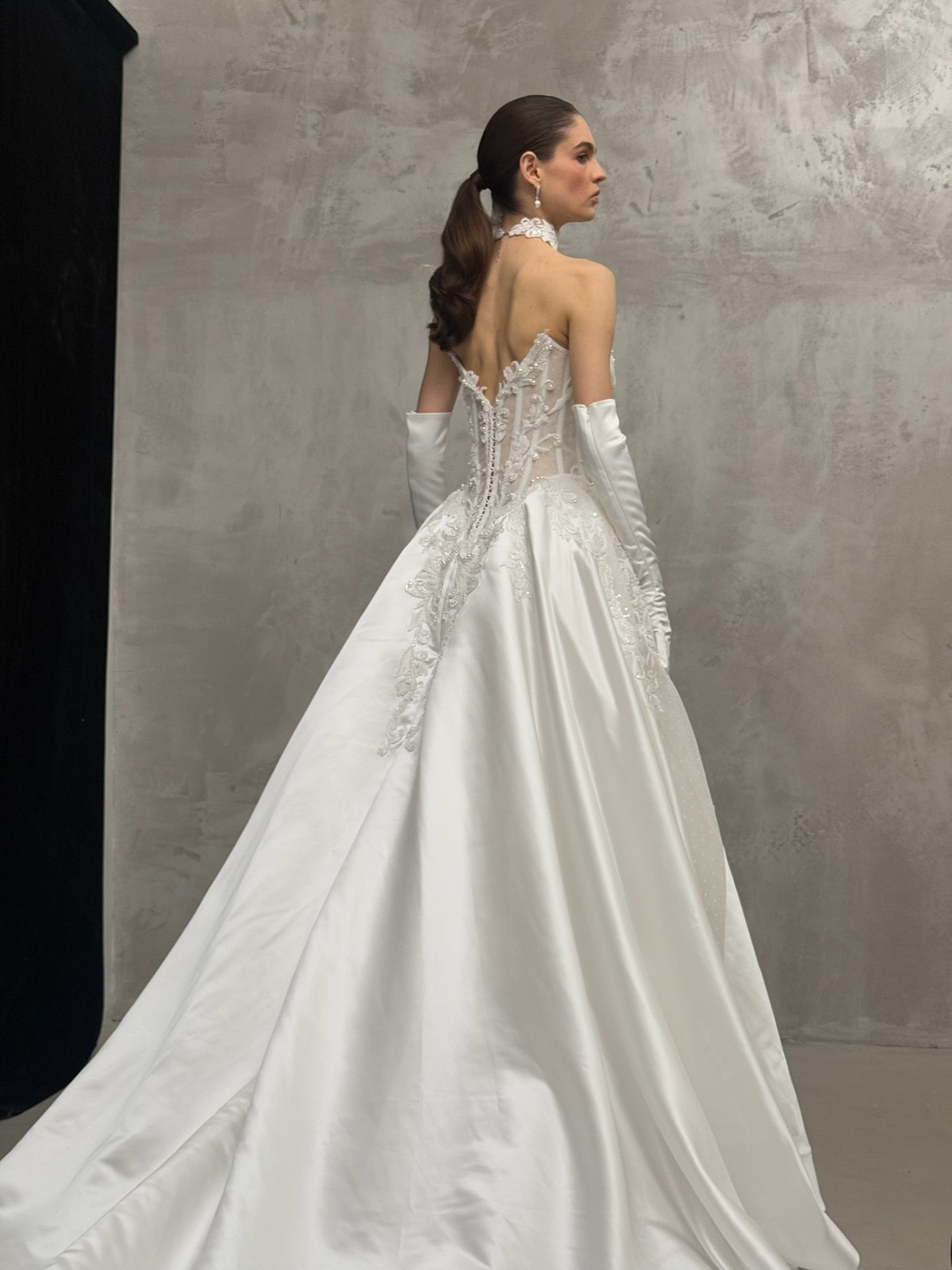 casa mila wedding dress with lace and satin by rara avis, nz 8