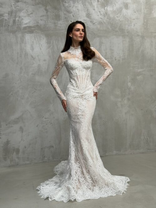 lace wedding dress Galle with removable lace top by rara avis, dell'amore bridal, nz (2)