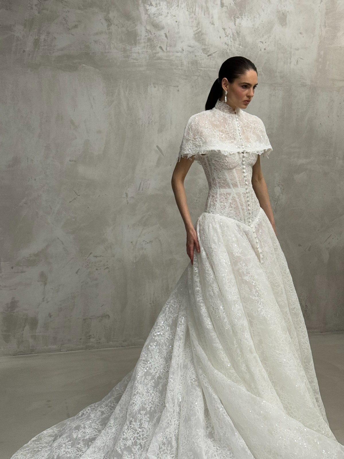 low waist lace wedding dress Guimard by rara avis, nz (5)