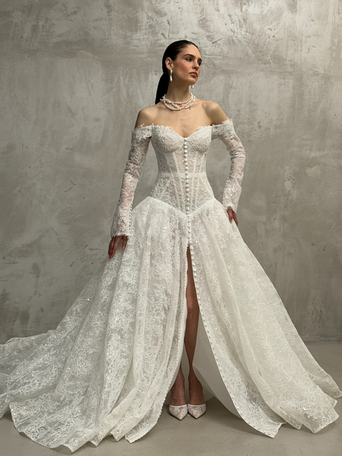 low waist lace wedding dress Guimard by rara avis, nz (8)